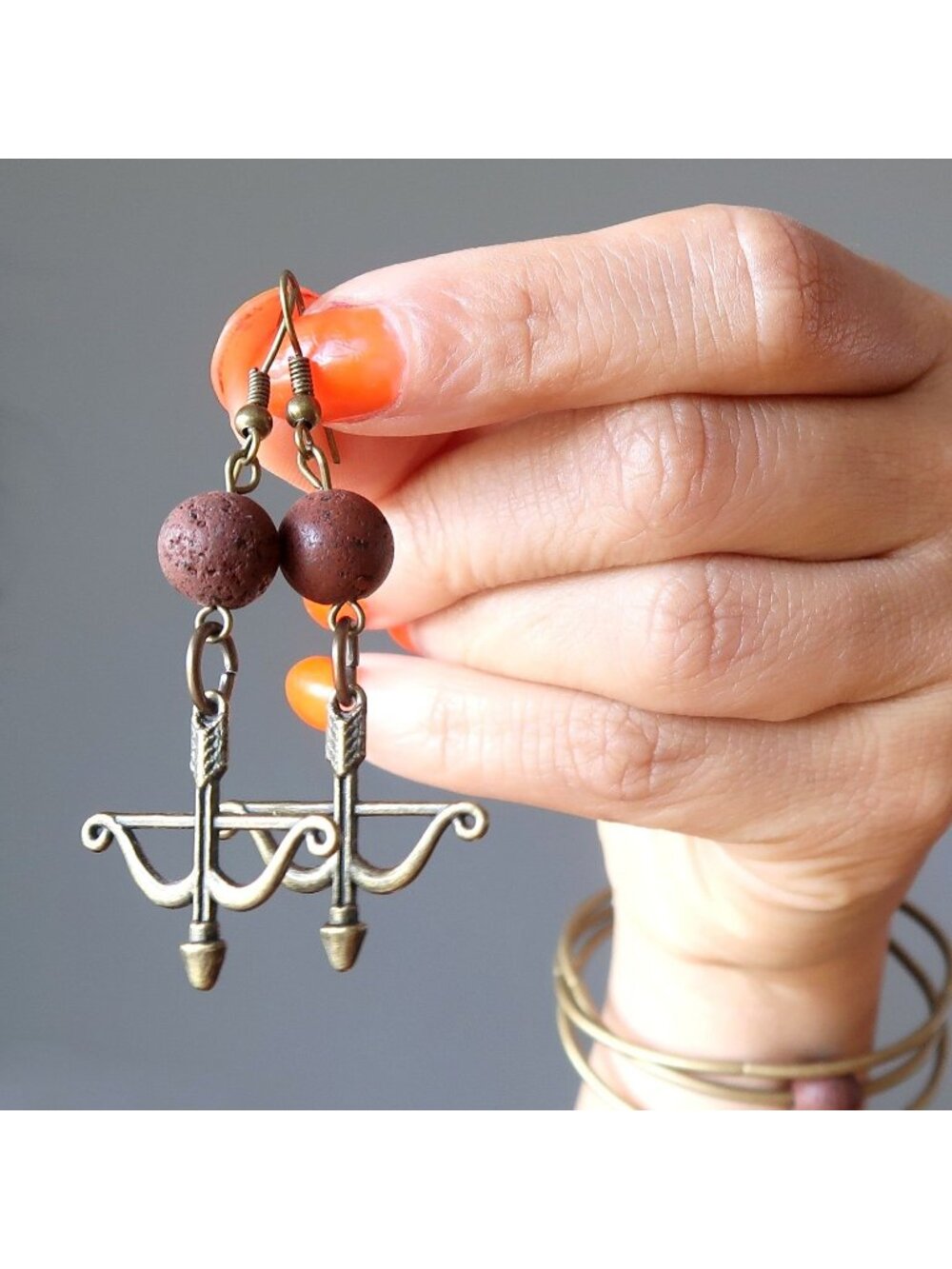 Red Lava Earrings Archery Success Energy Essential Oil Diffuser Arrow Jewelry